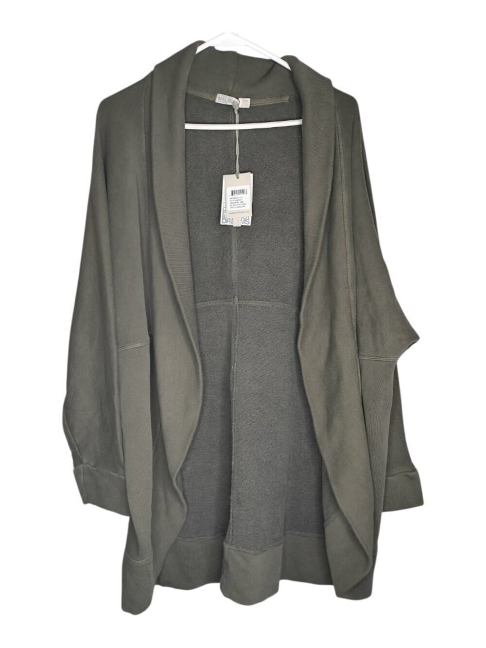 Barefoot dreams malibu brushed terry circle cardigan women L/XL Olive Branch